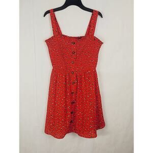 Sienna Sky red ditzy floral smocked top dress Size medium garden girl cottage